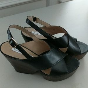 Diane Von Furstenberg Black Wedge Sandal